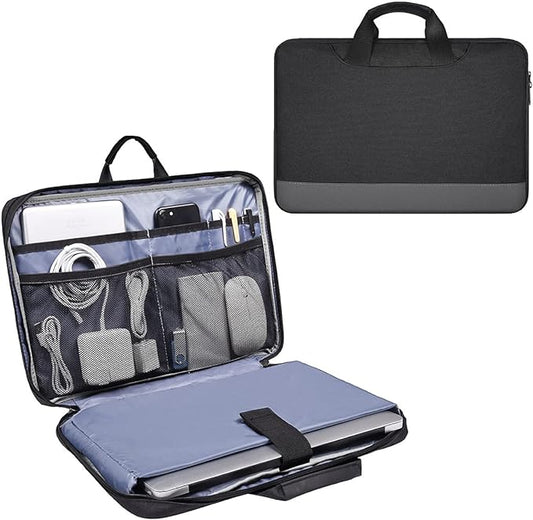 14 15 Inch Waterproof Laptop Sleeve Men Women TSA Briefcase for MacBook Pro 14 M5/M4/M3/M2/M1, Macbook Air 15 M4/M3, Dell Inspiron 14/XPS 15, Lenovo Acer HP ASUS Chromebook 14 Carring Case, Black
