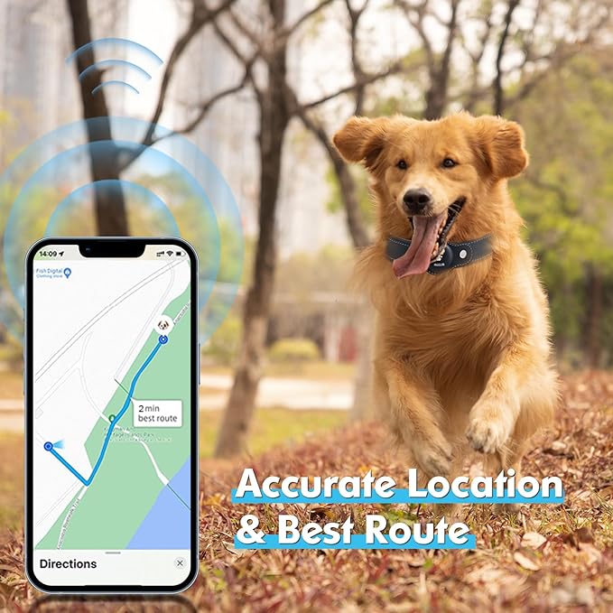 GPS Tracker for Dogs&Cats, 2 in 1 Pet Tracking Smart Collar (Only iOS), No Monthly Fee GPS Tracker Dog Collar, Real-time Location Comfortable PU Tracker for Small, Medium Large Dogs(Locator Included)