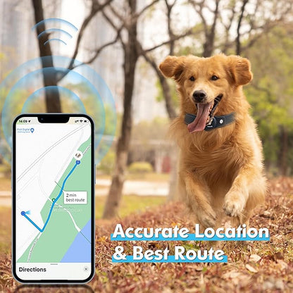 GPS Tracker for Dogs&Cats, 2 in 1 Pet Tracking Smart Collar (Only iOS), No Monthly Fee GPS Tracker Dog Collar, Real-time Location Comfortable PU Tracker for Small, Medium Large Dogs(Locator Included)