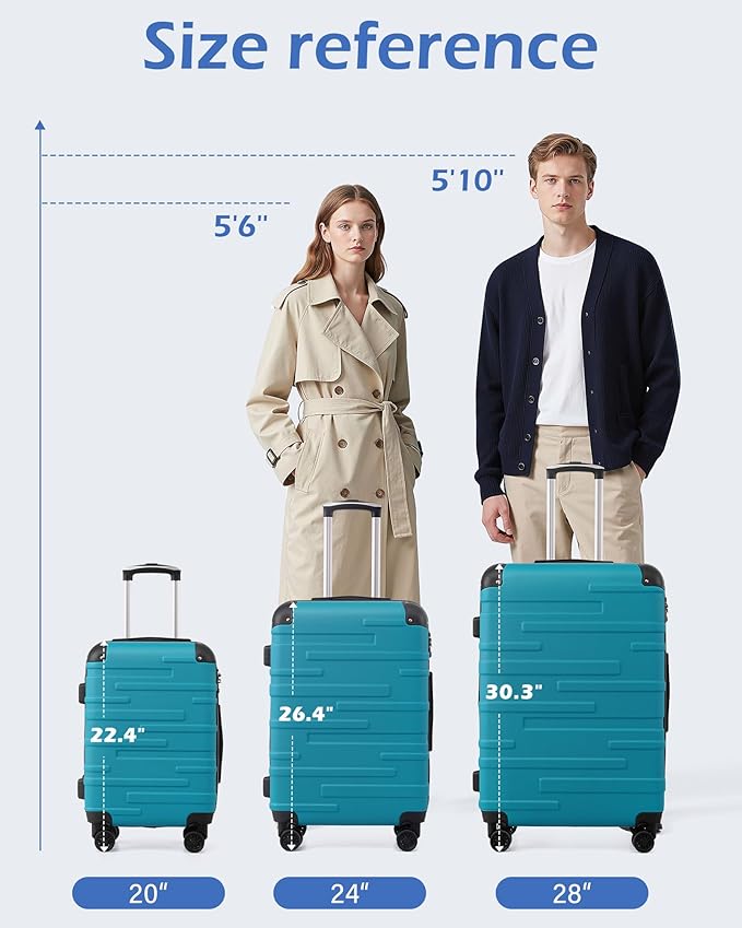 Coolife Luggage Suitcase Carry-on Hardside Travel Luggage TSA Lock Spinner Telescopic Handle
