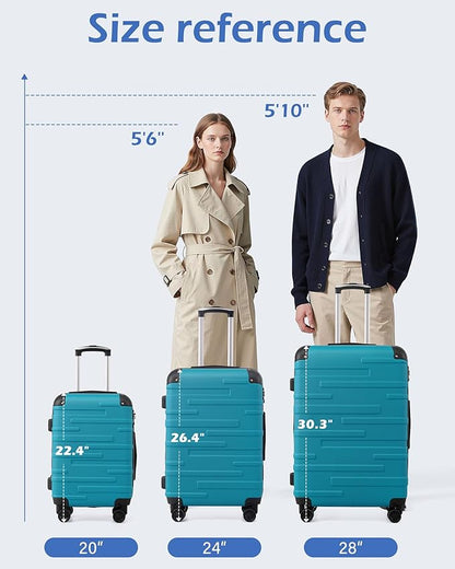 Coolife Luggage Suitcase Carry-on Hardside Travel Luggage TSA Lock Spinner Telescopic Handle