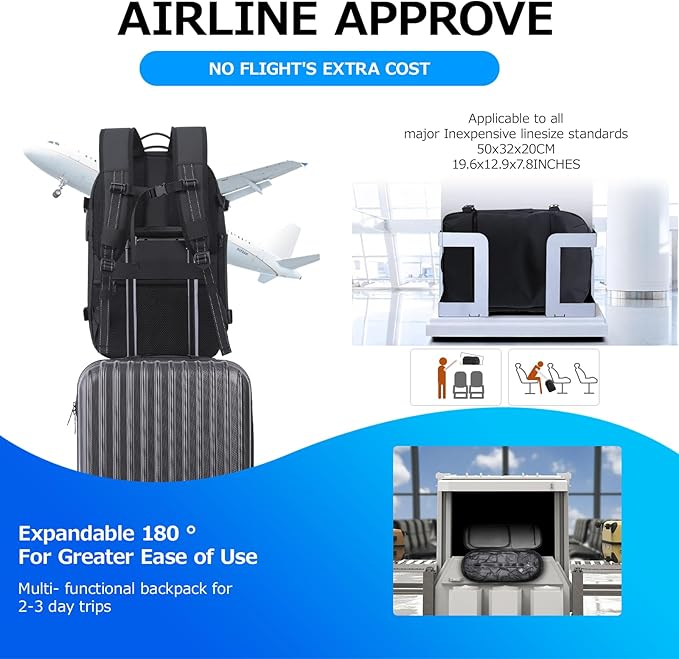 KINGSLONG Vacuum Backpack Travel Vacuum Seal Compression Travel 60L Expandable Vacpack with Pump Ideal for Traveling Business Laptop (Portable Electric Air Pump Included)