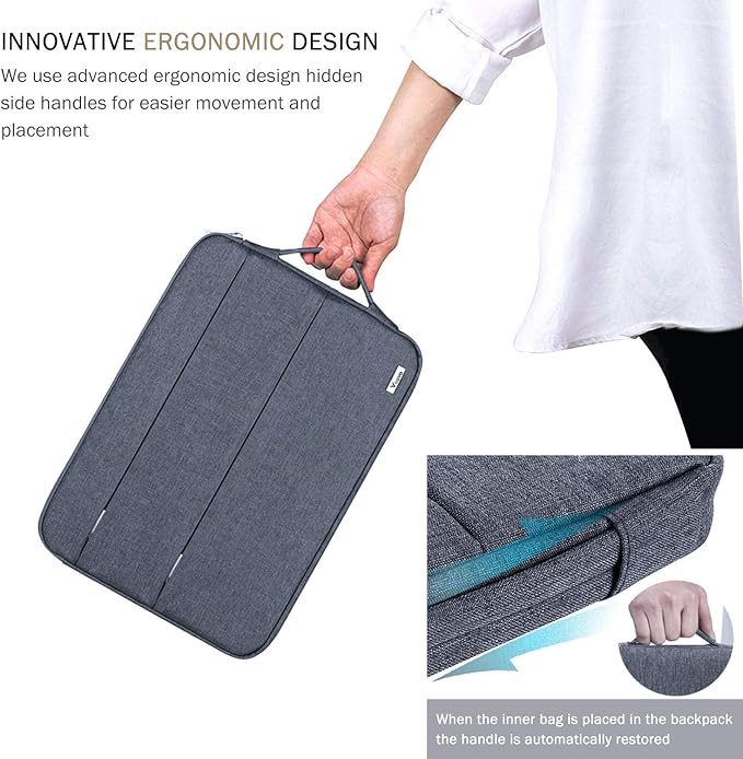 Voova 15.6 16 Inch Laptop Sleeve Case Compatible with MacBook Pro 16 M1/M2/M3/M4 Max 2019-2025, 15.6-16” Hp Lenovo Acer Asus, Waterproof Slim Computer Bag Cover with Handle, Dark Grey