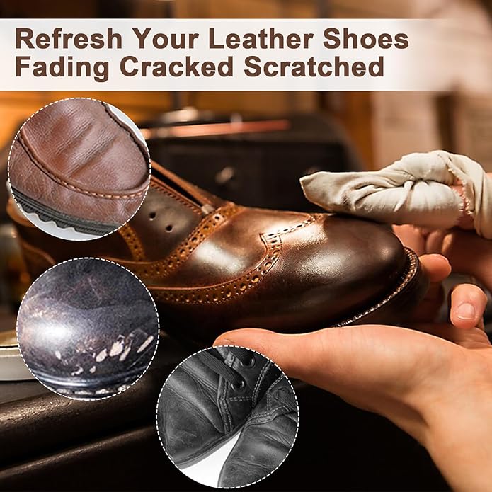15Pcs Shoe Care Kit, Shoe Polish Brush Cleaning Kit Black Brown Neutral Oil Gentle Care for Shoes, Leather Boots Care Shoe Shine Kit with Men & Women