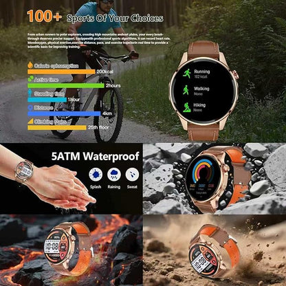 Smart Watch for Men Built-in GPS(Answer/Make Call/Text), 1.46" AI Smartwatch for Android Phones/iPhone, 100+ Sport Mode Fitness Tracker with Health/Sleep Monitor, Compass/Barometer/Altitude(2 Straps)