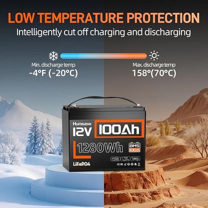 12V 100Ah LiFePO4 Battery Lithium, Built In 100A BMS, Group 24 Size 1280Wh Lithium Battery for Marine,15000 Deep Cycles 10 Years Lifespan for RV Solar Energy Off Grid Trolling Motor (2PACK)