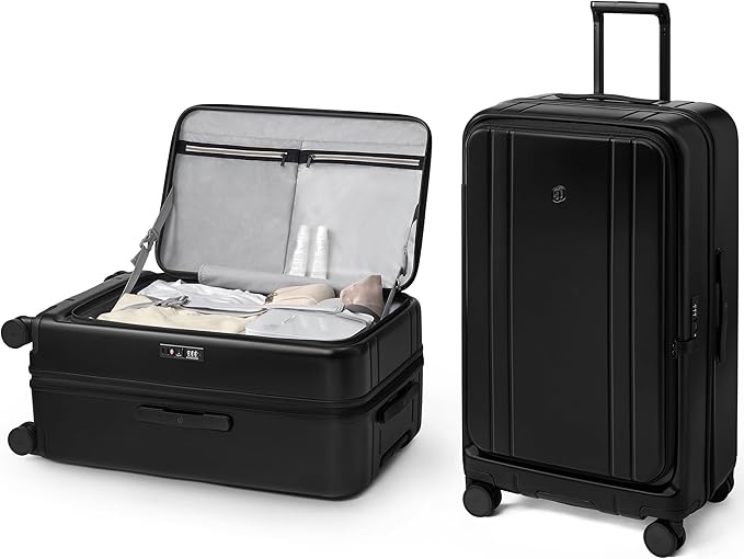 NINETYGO Large Checked Luggage 28 Inch, Top Opening Luggage Checking In Luggage, Expandable, PC Hard Shell, Larger Capacity Checked, TSA Lock, 360° Spinner Wheels (Black)