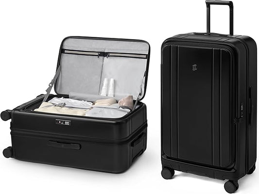 NINETYGO Large Checked Luggage 28 Inch, Top Opening Luggage Checking In Luggage, Expandable, PC Hard Shell, Larger Capacity Checked, TSA Lock, 360° Spinner Wheels (Black)