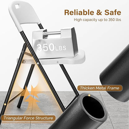 Bonnlo 2-Pack White Plastic Folding Chairs, Portable Seat with Sturdy Steel Frame for Indoor & Outdoor Use, Perfect for Banquet, Party, Wedding, Office, and Camping