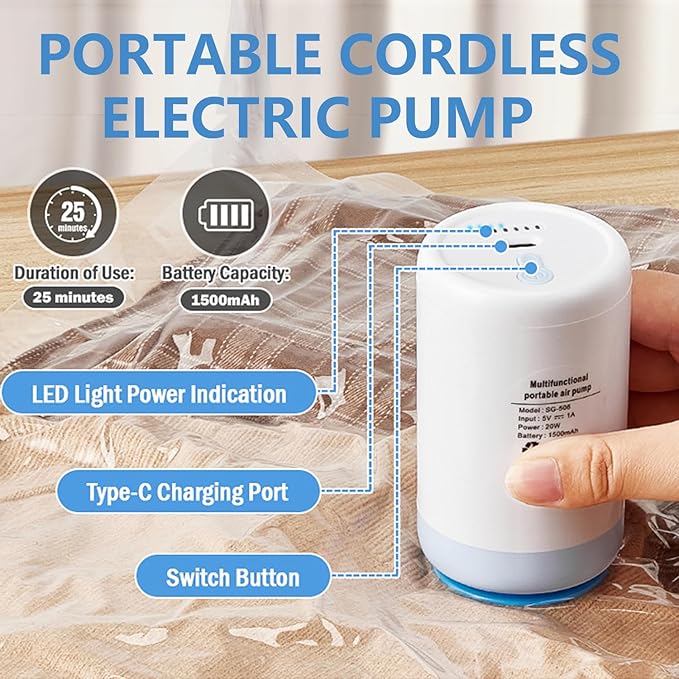 Vacuum Storage Bags with USB Electric Pump, 12 Pack Vacuum Seal Bags for Clothing Travel(4 Large/4 Medium/4 Small), Portable Space Saver Bag for Travel Luggage, Blankets