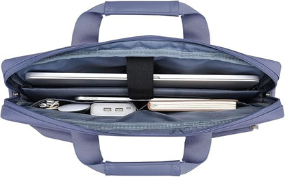 MOSISO Laptop Shoulder Bag 13.3 inch, 13-14 inch Computer Bag Compatible with MacBook Air/Pro 13 / Pro 14, HP Dell ASUS Lenovo with 2 Raised&1 Flapover&1 Horizontal Pocket&Handle&Belt, Lavender Gray