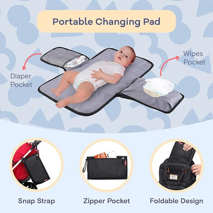 RUVALINO Diaper Bag Backpack, Multifunction Travel Pack Maternity Baby Changing Bags, Large Capacity, Waterproof, Black