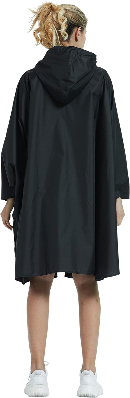 Rain Poncho Jacket Coat Hooded Zipper Style for Women/Men/Adult with Pocket