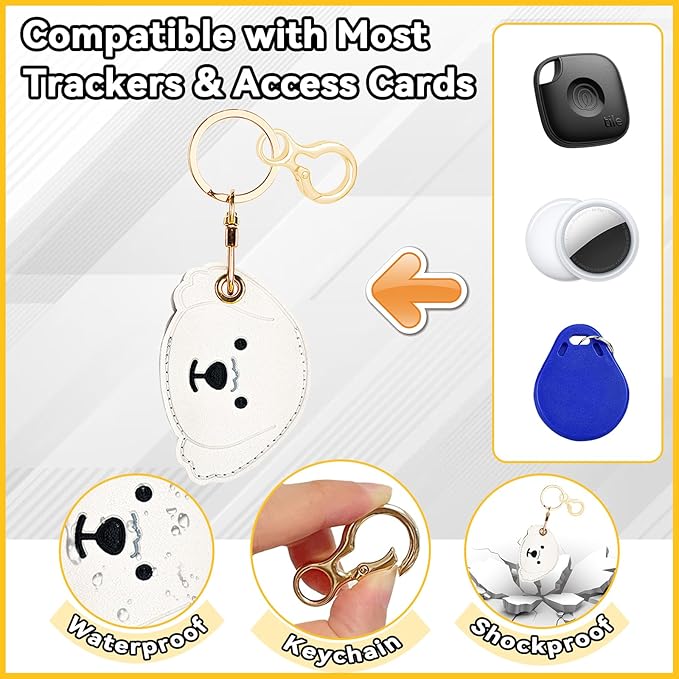 Leather Keychain for Airtag, Cute Protective Keychain Holder Compatible with Apple Air Tag,GPS Item Tracker Case Cover for Keys,Bags,Pets,Luggage(Dog)