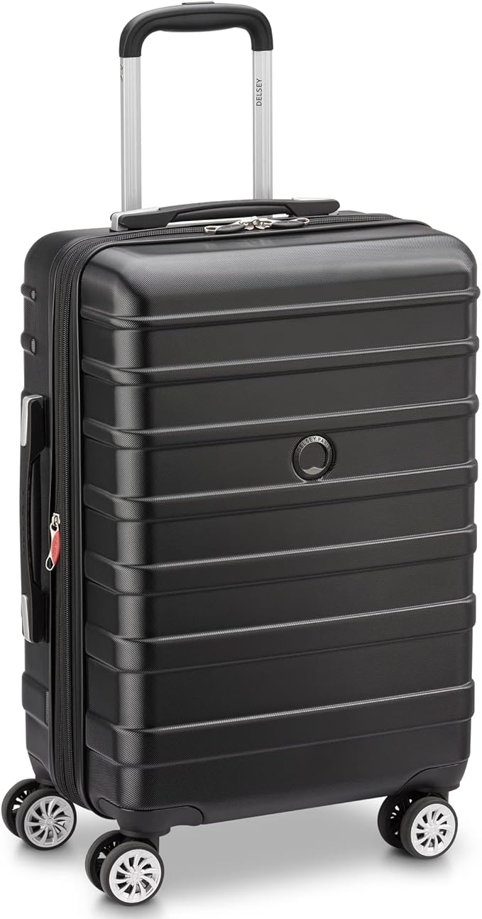 DELSEY PARIS Margot Hardside Luggage, Dual Wheel Spinners for Smooth Travel, Expandable with Spacious & Organizable compartments, Men and Women, Black, Carry-On 20-Inch