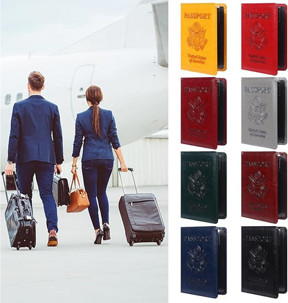8 PCS Passport Holder Cover Combo Leather Passport Holder Combo with Vaccine Card Slot Passport Cover Passport Case Cover Protector PU Travel Documents Organizer for Women and Men Passport Wallet