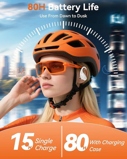 Wireless Earbuds, Sports Bluetooth 5.4 Headphones, Ear Buds with ENC Noise Canceling Mic, 80Hr Playtime Earphones, Palm-Sized, LED Power Display, IPX7 Waterproof Headset for Workout Running, Rosegold