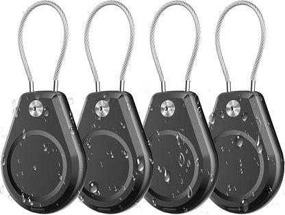 4 Pack Waterproof Secure Holder for AirTag Accessories, Anti-Theft Track Case with Steel Cable, Ultra Durable Scratch-Resistant Cover -Compatible with Apple AirTag for Keychain,Car,Bike,Luggage, Pet