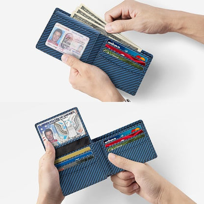 Zitahli Wallet for Men 12 Card Holder Slim Rfid Leather 2 ID Window Wallets With Gift Box Men's Accessories