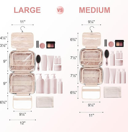 Everfun Hanging Travel Toiletry Bag Christmas Gifts for Women Traveling With Leakproof Compartment Makeup Cosmetic Organizer Dopp Kit Travel Accessories Essentials Must Have