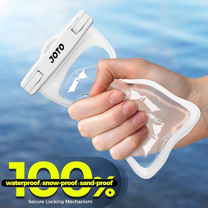 JOTO Up to 7" Universal Waterproof Phone Case for iPhone 17 Air 16 15 14 13 12 11 Plus Pro Max, IPX8 Cellphone Dry Bag XR X SE, Galaxy S23 S22 S21 S20+ S20 S10 Plus Note, Pixel -White