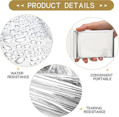Macarrie Emergency Blanket Bulk - Survival Thermal Silver Foil Reflective Blankets Set Pack for Outdoors Shelter Space, Camping, Hiking, First Aid Supplies, Homeless Donations