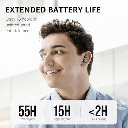 TOZO T10 Wireless Earbuds Bluetooth 5.3 Headphones, App Customize EQ, Ergonomic Design, 55H Playtime, Wireless Charging Case, IPX8 Waterproof Sound in-Ear Headset, New Version