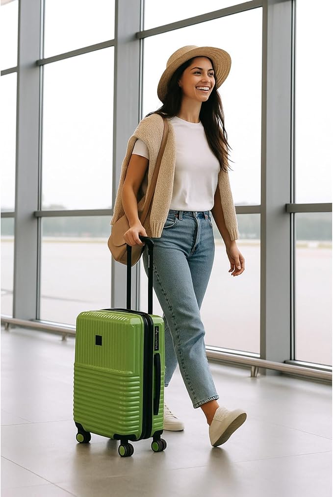 World Traveler Dejuno Tonal 20-Inch Carry-On Polycarbonate Lightweight Hardside Expandable Spinner Luggage Suitcase with TSA Lock - Matcha