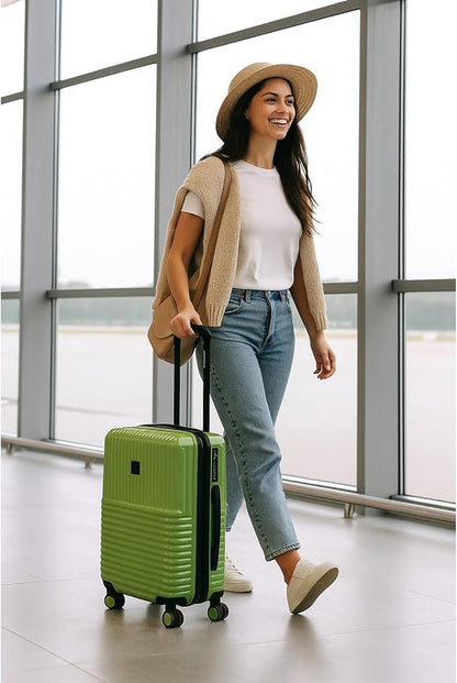 World Traveler Dejuno Tonal 20-Inch Carry-On Polycarbonate Lightweight Hardside Expandable Spinner Luggage Suitcase with TSA Lock - Matcha