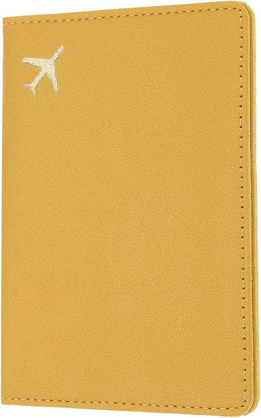 uxcell Passport Cover Holder, Waterproof PU Leather Passport Cover Card Protector Sleeve for Women & Men Document Organizer Travel Accessories for Anniversary Wedding Gift, Yellow