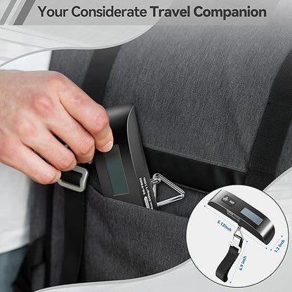 Dr.meter Luggage Scale, Travel Essentials, Digital Backlight LCD Display Handheld Suitcase Scales for Travel Accessories with Rubber Paint, Temperature Sensor 110 Pounds, Battery Included, Black