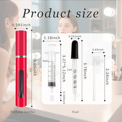 2 Pack Refillable Mini Perfume Atomizer Bottle，Portable Separate Bottles，Travel and Outings Spray Boxes Dispensers 5ml/0.2oz (Red)