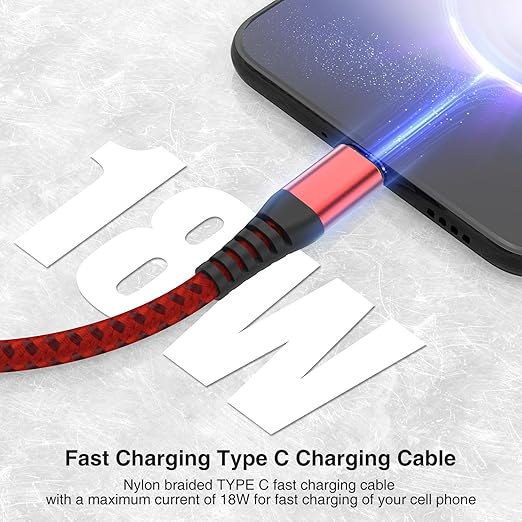 USB C Type C Cable 10FT,Nylon Braided Fast Charging 3A Quick Charger Cord,USB A to Type C Charger Cord Cable for iPhone 15 Samsung Galaxy S20 S10 S9 S8 Plus S10E, Note 20 10 9 8, Moto G7 G8