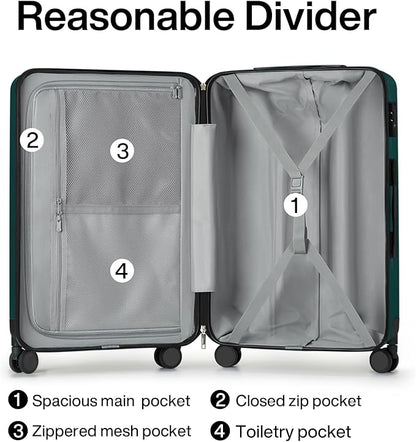 Hanke Luggage Sets 2 piece Carry On Luggage with Wheels PC Hard Shell Suitcases Lightweight Travel Luggage Travel Suitcase Woman Men 20/29 Inch (Blackish Green)