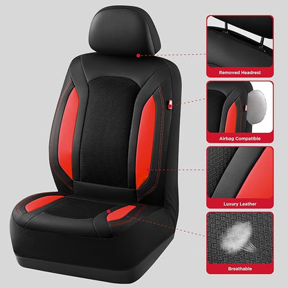Rubbermaid Leather Mesh Car Seat Covers, Breathable Air Mesh Front Seat Cover, Universal Fit Slip-on Design, Airbag Compatible, Automotive Seat Protector for Most Cars, SUVs, Trucks, Vans-Red