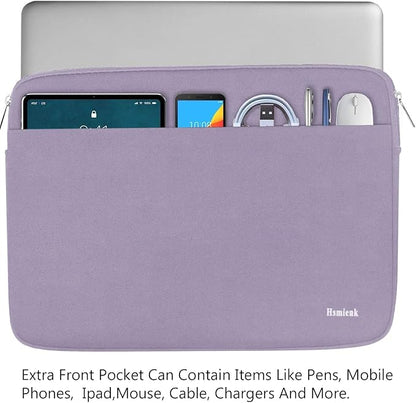Laptop Sleeve 14 inch, Durable Shockproof Protective Notebook Cover Bag with Accessory Pocket, Carrying Laptop Sleeve Compatible for MacBook HP Lenovo Dell Asus Acer, Lilac Colour