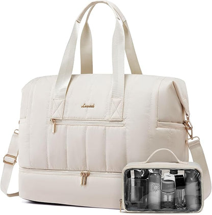 LOVEVOOK Travel Duffle Bag,Puffer Weekender Bags For Women with Shoe Compartment,42L Carry On Bags For Airplanes,Hospital for Labor and Delivery