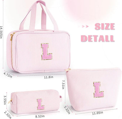 Birthday Gift for Kids Teen Girls Gifts for Girl, Toiletry Bag Makeup Cosmetic Bag Daughter Sister Gifts Birthday for Women Teacher Preppy Makeup Bag - Pink L