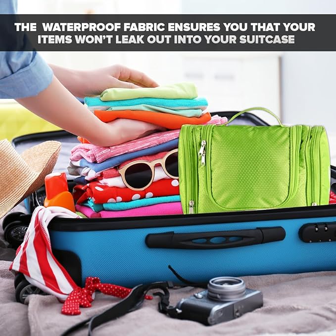 Bago Travel Toiletry Bag for Women and Men X-Large Waterproof Hanging Large Toiletry Bag for Bathroom and Travel Bag for Toiletries Organizer - Makeup Bag (Green)