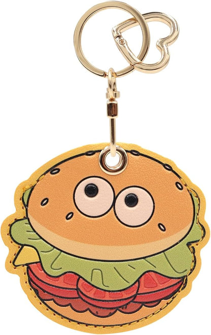 MC Fashion PU Leather Keychain Holder Case Compatible with AirTag, Cute Food-themed GPS Tracker Case Charm Key Ring