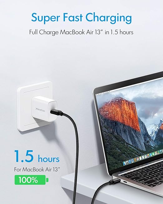 CLEEFUN Short USB C to USB C Cable 60W, USBC to USBC, [5-Pack, 1 ft] Type C to C Charger Cord Fast Charging for iPhone 16 15 Pro Max/Plus, for Samsung Galaxy S24 S23, for iPad/MacBook Pro/Air