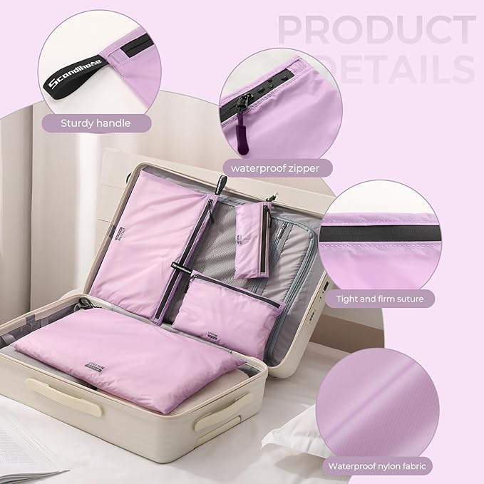 Packing Cubes for Travel Ultralight Luggage Organizer Bag Durable Travel Bags Waterproof Zipper Suitcase Bags Set for Travel Accessories and Essentials (4 Pack) (Purple)