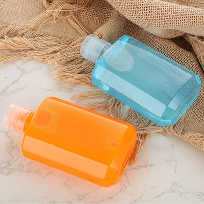 100PCS Mini Size Travel Bottles 2oz Travel Shampoo Plastic Empty Bottles, Refillable Cosmetic Containers with Flip Cap Clear Portable Small Bottles for Liquid, Lotions, Cream, Toner, Body Soap