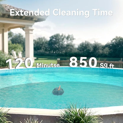 Upgrade Cordless Robotic Pool Vacuum for Above Ground Pool - Dual-Motor Automatic Pool Cleaner with 120Mins Runtime, Easy One-Button Operation for Flat In-Ground and Above Ground Pools