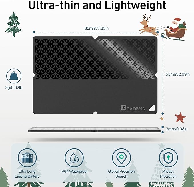 2025 [Apple MFi Certified] (iOS Only) Bluetooth Tracker Smart Card for Apple Find My iPhone Wallet GPS Tracker, 5-10 Years Staying Power, Keys Finder and Item Locator for Keys, Bags, Passport
