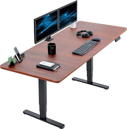 VIVO Electric 71 x 30 in Dual Motor Sit Stand Desk, Memory Height Adjustment, 2B Series, Dark Walnut Top Black Frame, DESK-KIT-2B7D