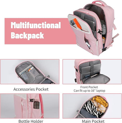 22x14x9 Airline Approved Vintage Style Carry On Luggage with Backpack Sets for Women, ABS+PC Hardshell Small 20 inch Retro Suitcase with Protective Cover & Tag (Pink, 20in/BP/TB)