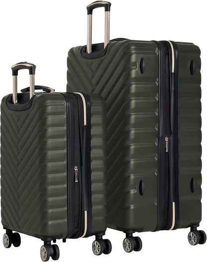 Kenneth Cole REACTION Madison Square Lightweight Hardside Chevron Expandable Spinner Luggage, Olive, 2-Piece Set (20" & 28")