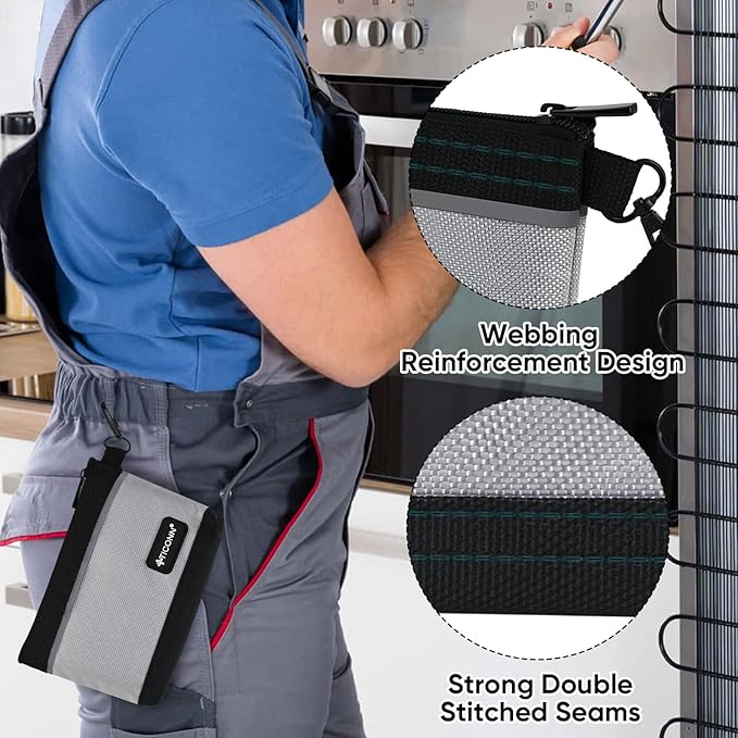 TICONN Tool Pouches with Zipper, 1680D Oxford Small Tool Bags, Waterproof Utility Bag Zipper Pouch for Tool Organizers and Storage (3 Pack Large)
