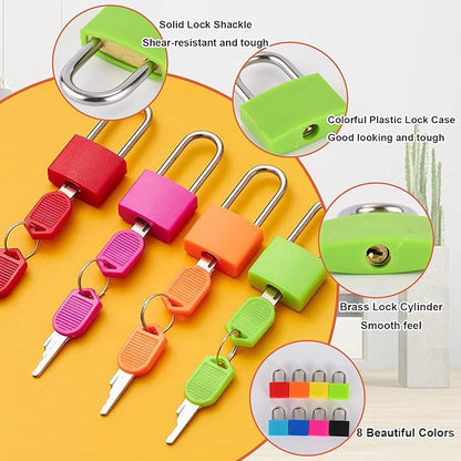 16 PCS Suitcase Locks with Keys,Small Luggage Padlocks Metal Padlock with Key,Multicolor Lock Luggage Locks Mini Keyed Padlock for Backpack Boxes Laptop Bag School Gym Locker,23 mm,8 Colors